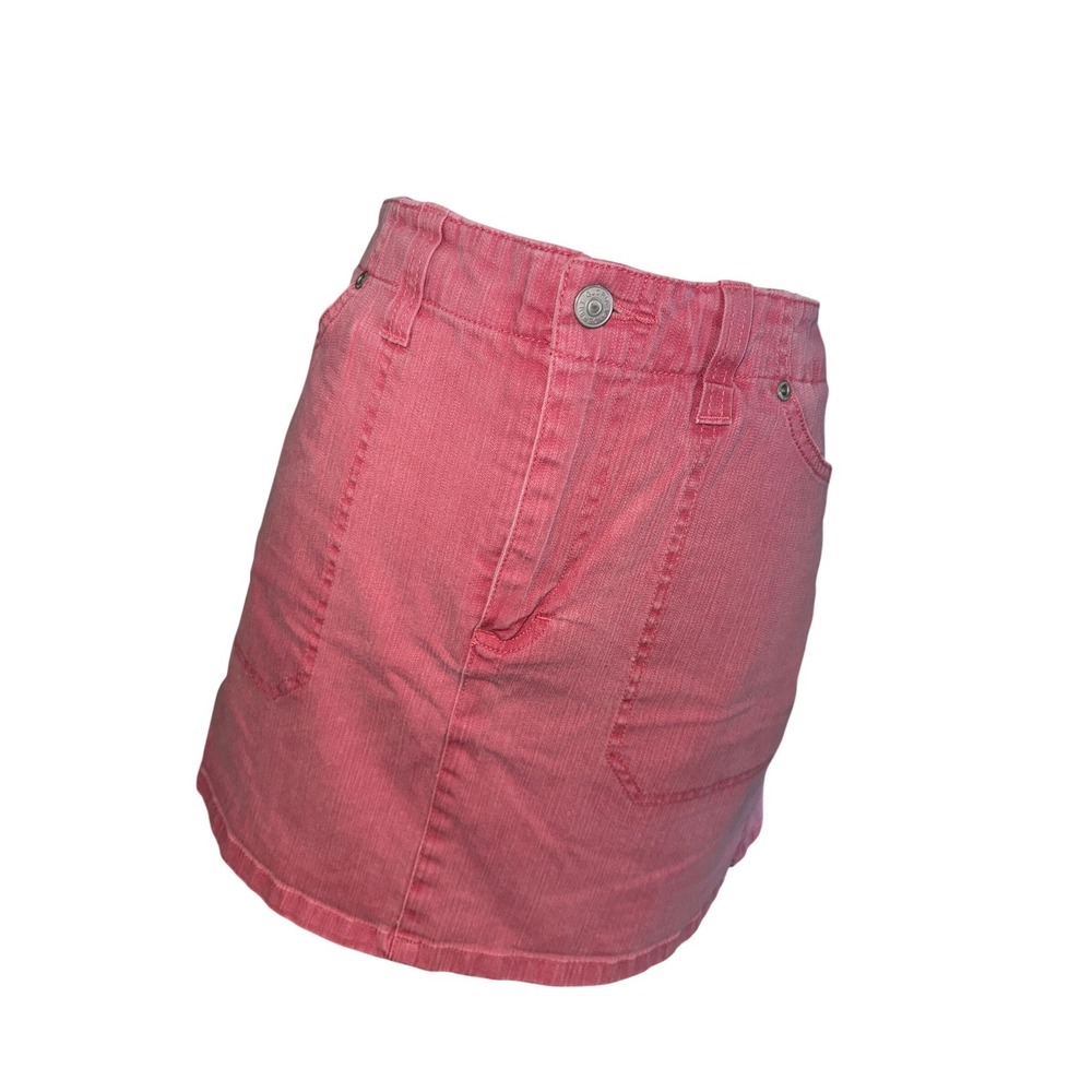 Vintage Gloria Vanderbilt Pink Acid Wash Stretch Denim Skort Ladies Size 12